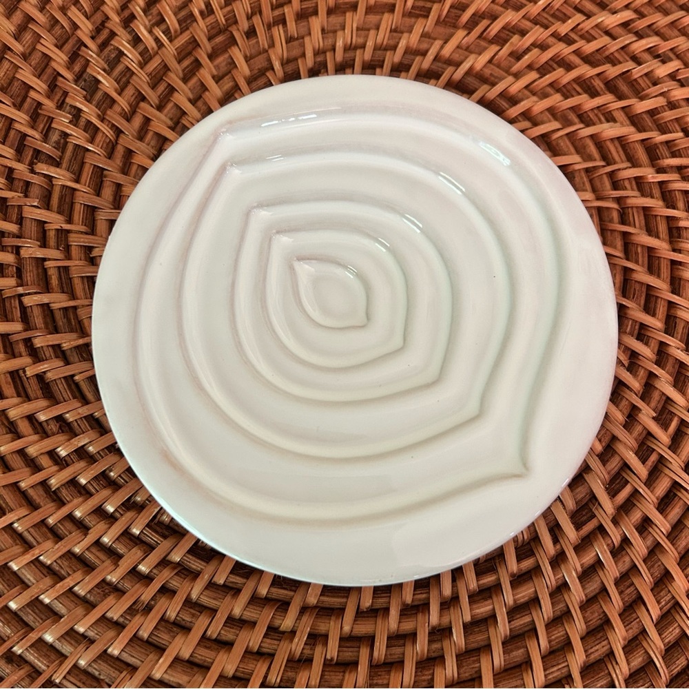Mary Judge Olive Oil Terraced Dipping Dish 5” Ceramic Leaf Pattern Made In Italy